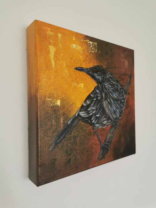 Painting of a starling bird