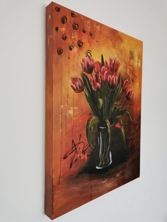 Tulips painting captures vibrant floral beauty