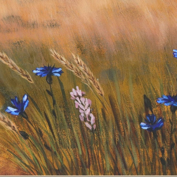 fragment of painting showing Cornflowers in the field