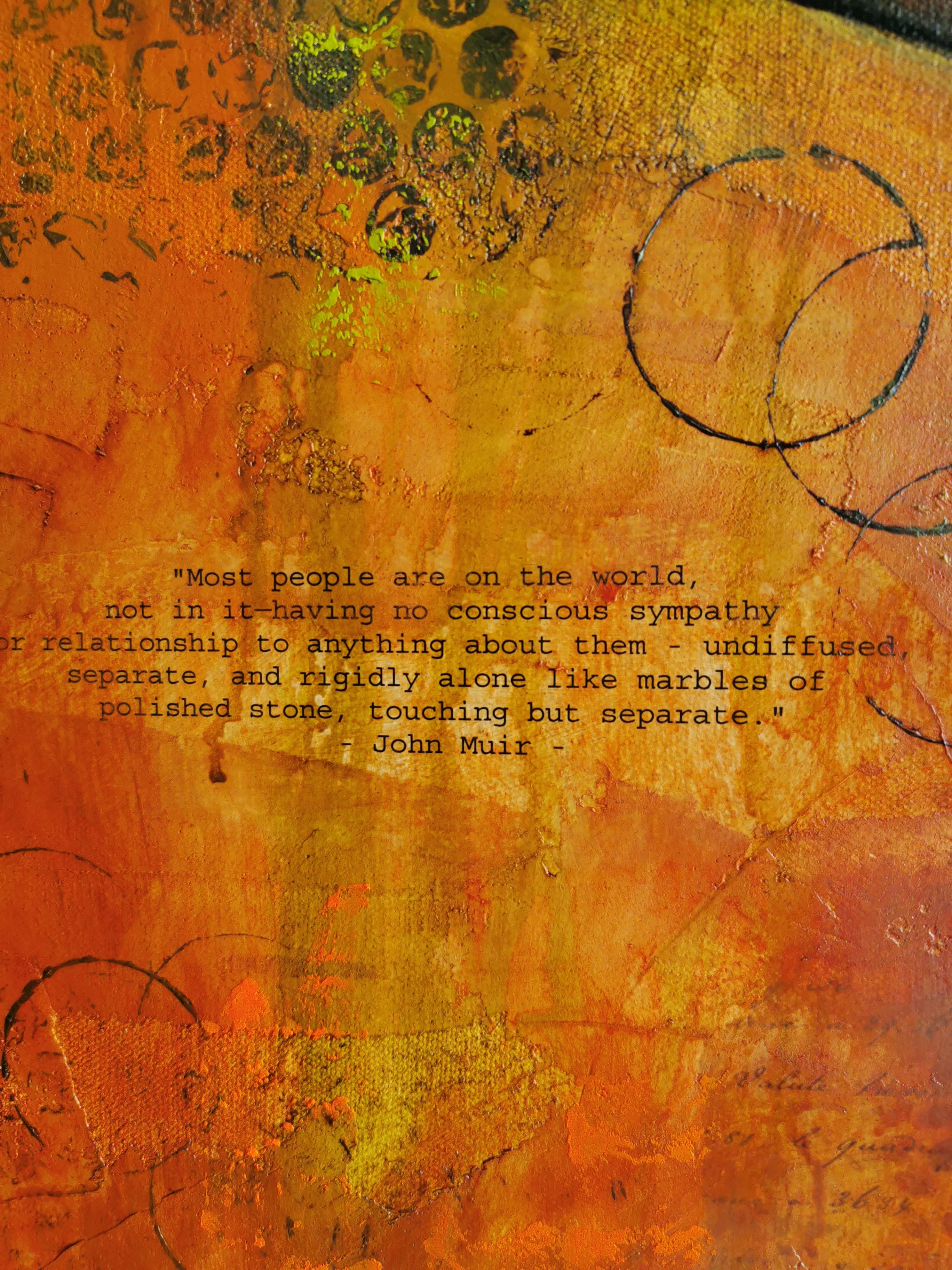 Textual quote on an abstract orange and brown background