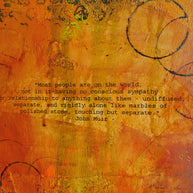 Textual quote on an abstract orange and brown background