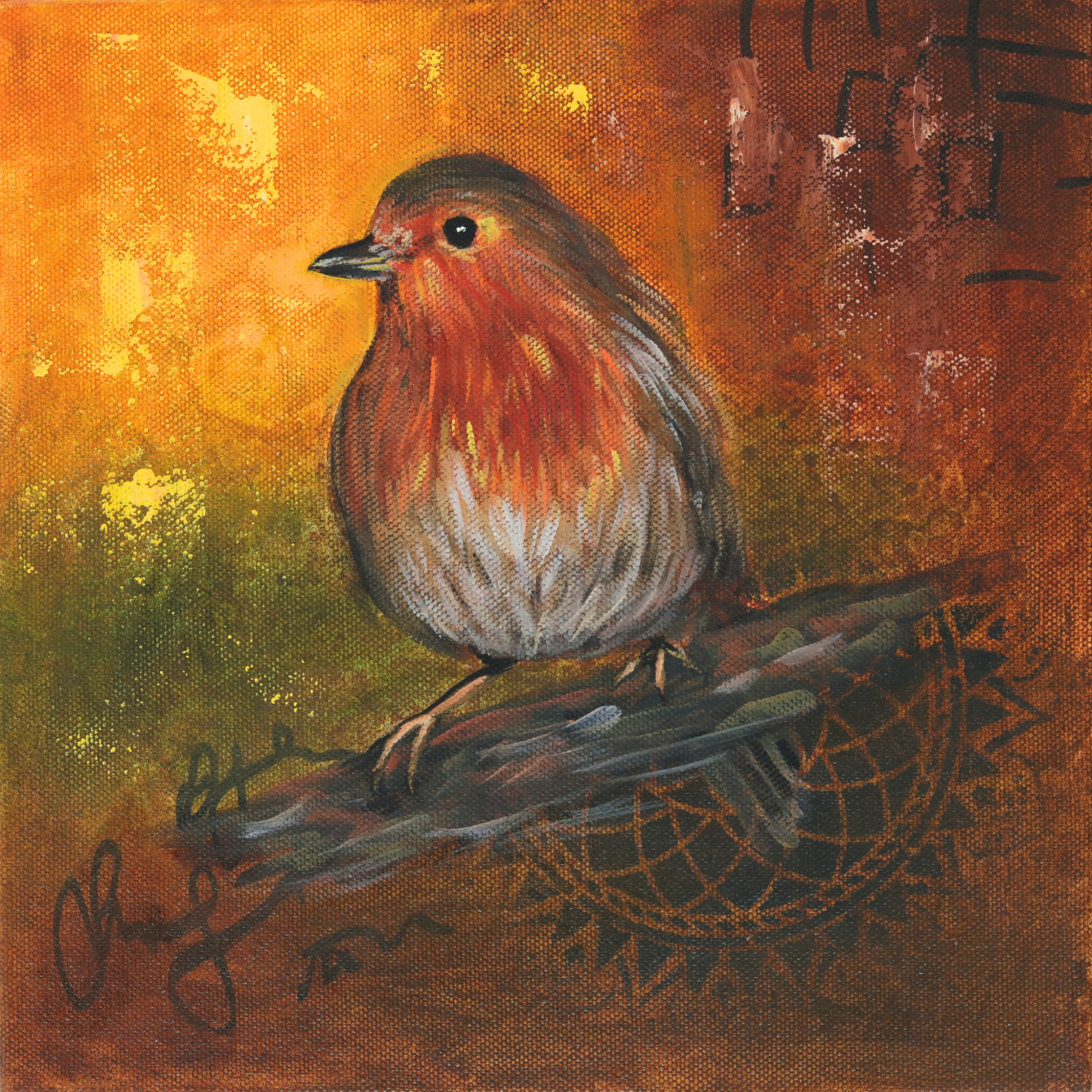 Stunning robin art painting