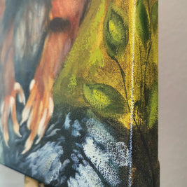 edge of a painting wrapped canvas