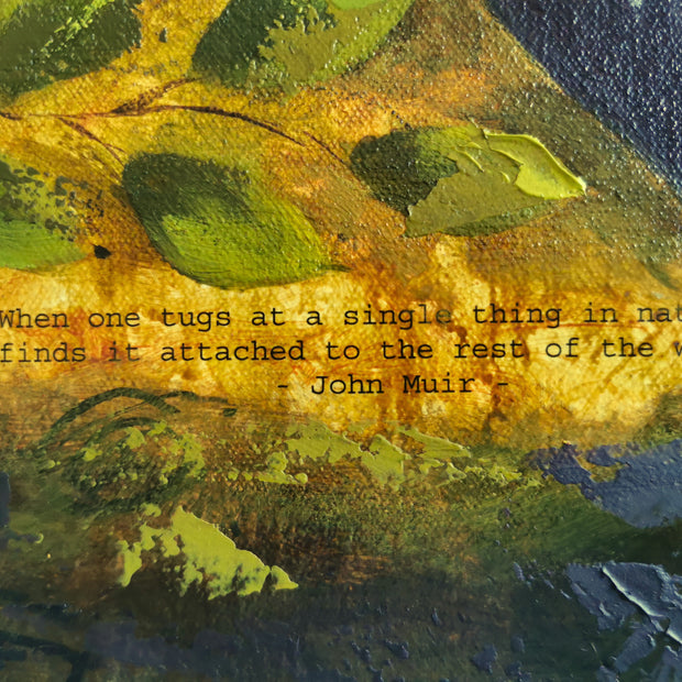a printed quote on painting of leaves
