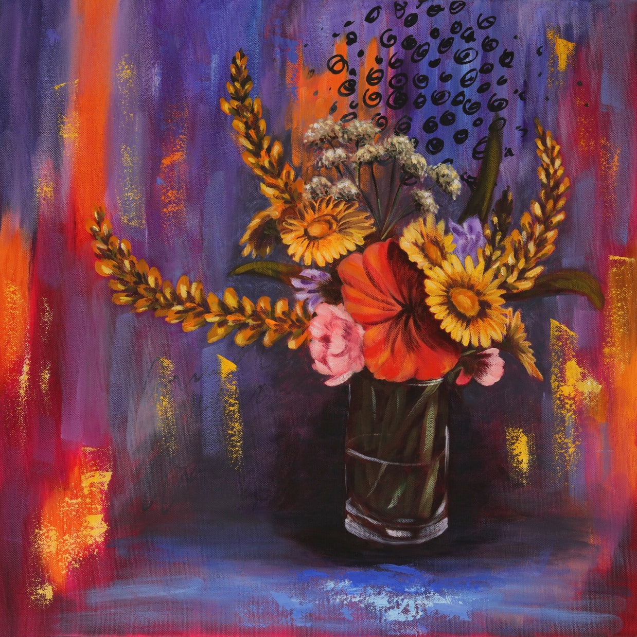 Bouquet of joy painting with vibrant flowers