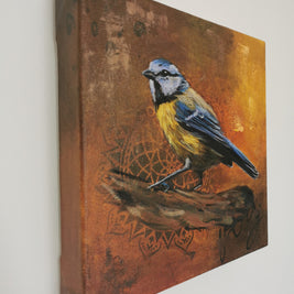 Blue tit artwork with bright colors