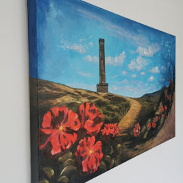 Mixed-media artwork of peel tower