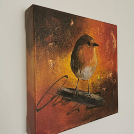 Side view of a robin bird painting