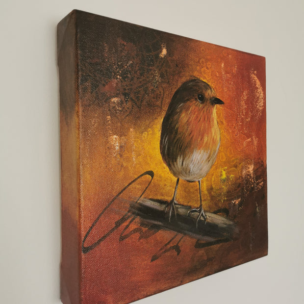 Side view of a robin bird painting