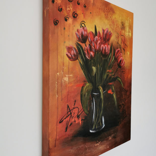 Tulips painting captures vibrant floral beauty